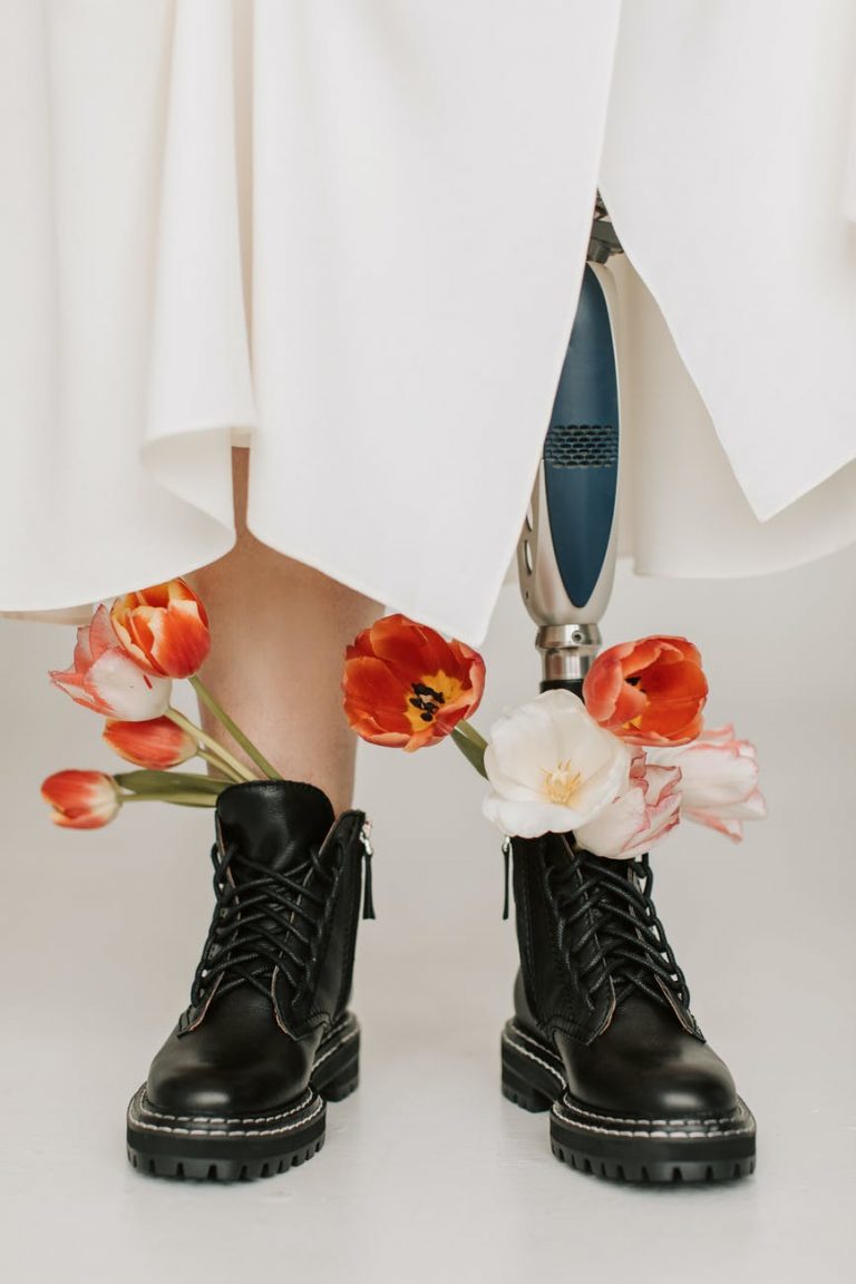 flowers on a person s shoes