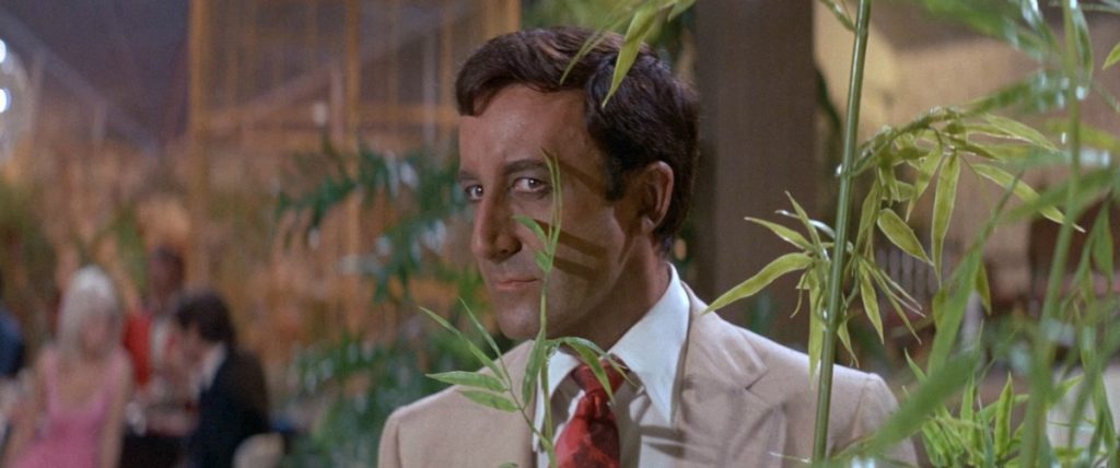 Peter Sellers in brownface as Hrundi V. Bakshi in film The Party