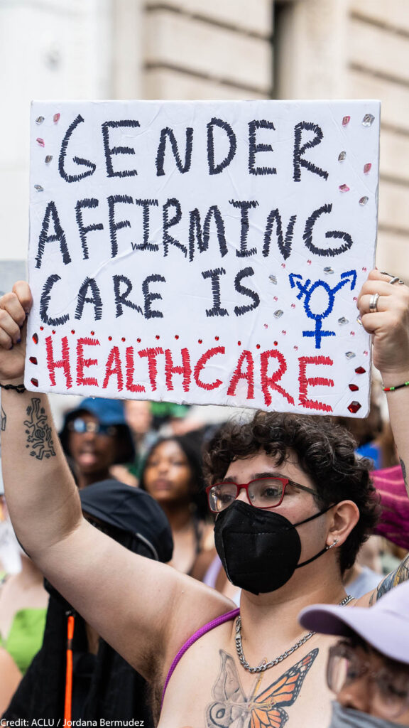 Transgender rights protester by ACLU